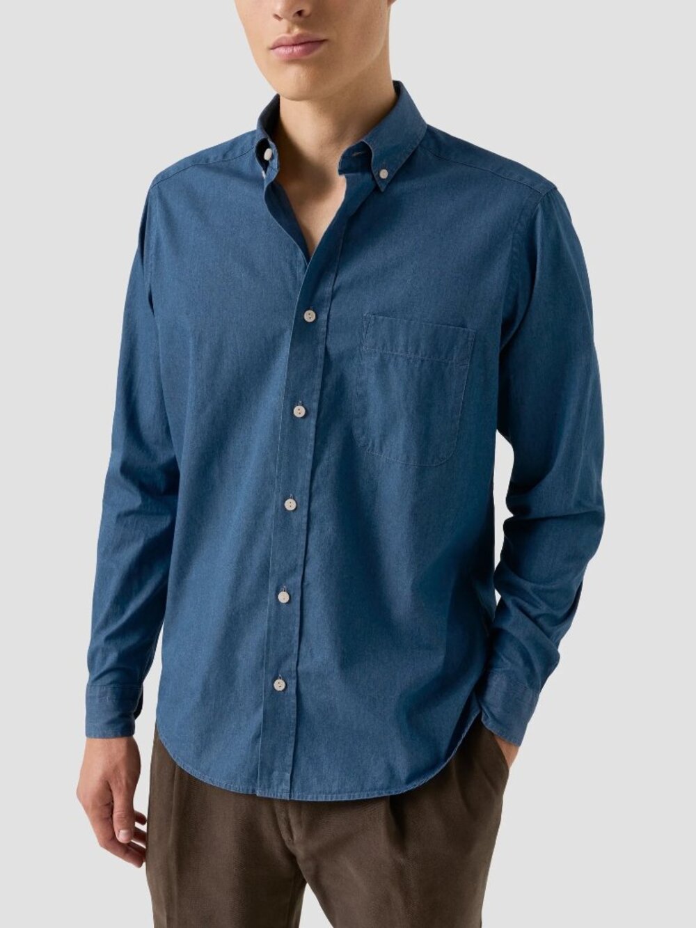 Eton Navy Denim Shirt Casual Fit Small